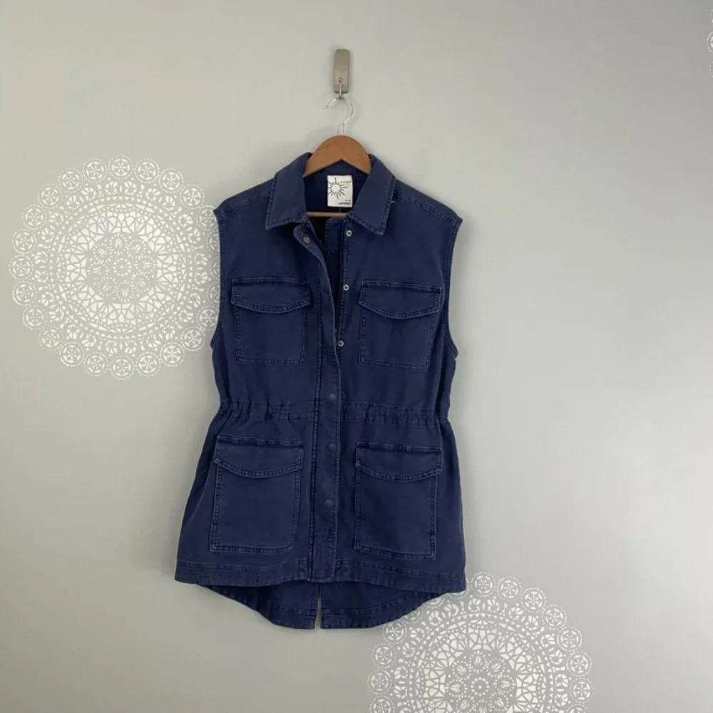 Offline by Aerie Blue Utility Cargo Military Vest Jacket Size Medium